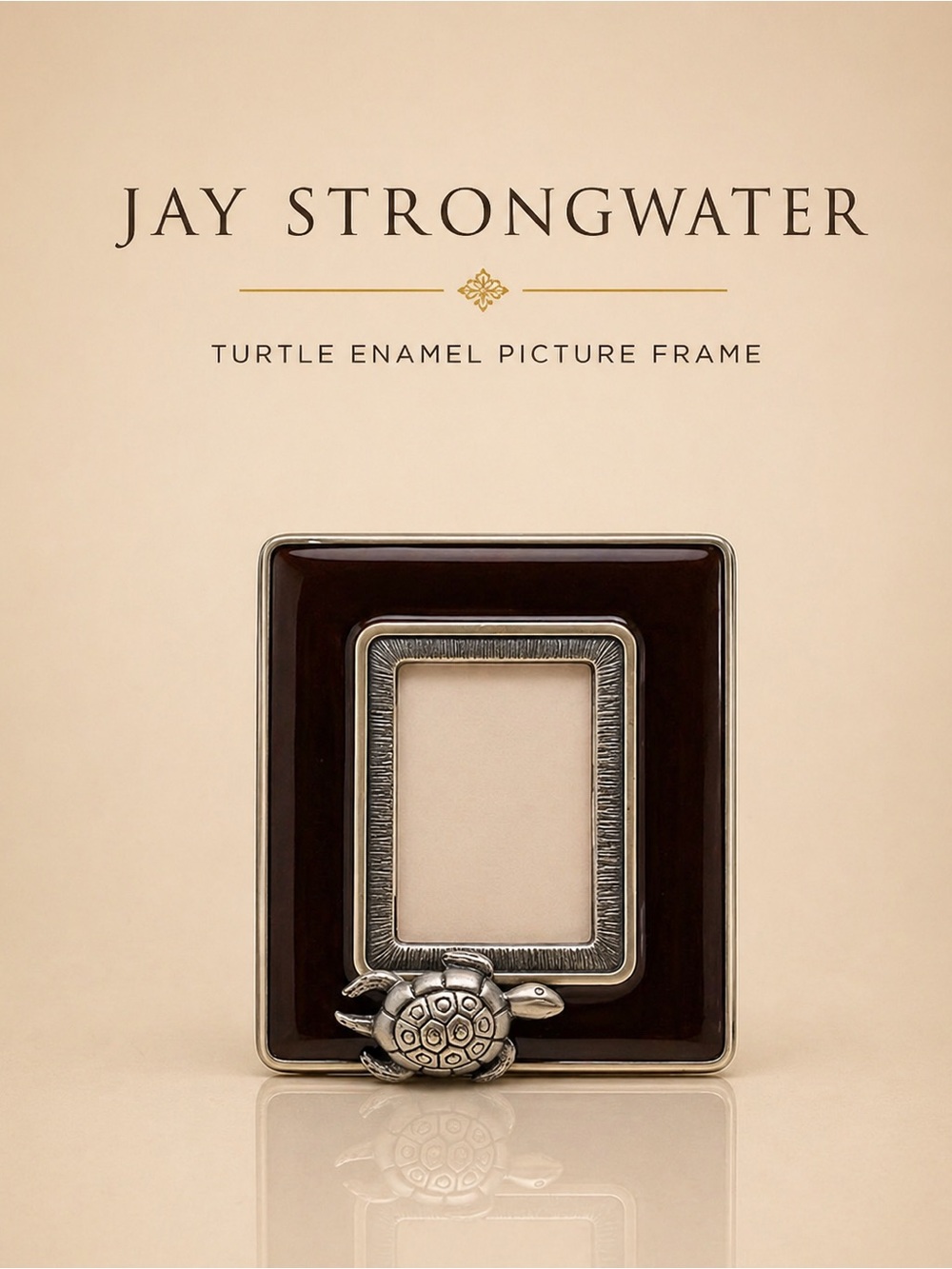 Jay Strongwater Mini Enamel Frame Burgundy Turtle Rhinestone Easel Clip
